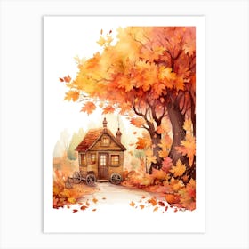Cute Autumn Fall Scene 50 Art Print