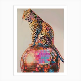 Leopard On Disco Ball Póster