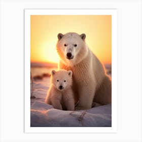 Polar Bear Mother And Cub Art Print
