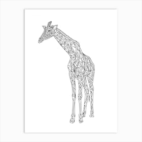 Geometric Giraffe animal lines art Art Print
