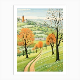 The Cotswolds England 2 Hike Illustration Art Print