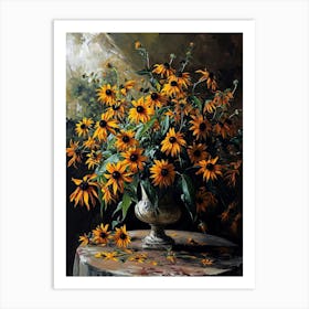 Baroque Floral Still Life Black Eyed Susan 3 Art Print