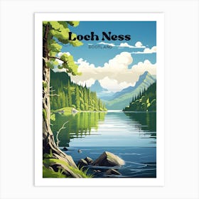 Loch Ness Scotland Mythical Lake Travel Art Art Print