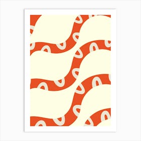 Orange Wavy Pattern Art Print