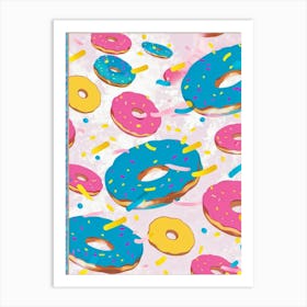 An Abstract Pattern Of Tiny Donuts Swirling With A Blend Of Pastel Pink Blue And Yellow Hues Set (7) Art Print