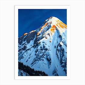 Sunrise On A Snowy Mountain Art Print