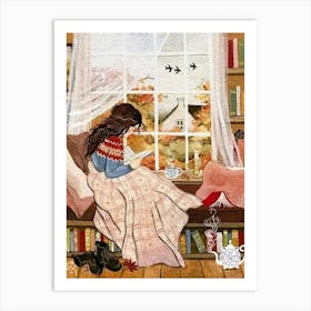 Girl Reading A Book 1 Art Print