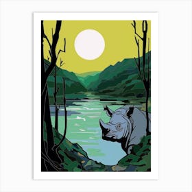 A Rhino In The Bushes 3 Art Print