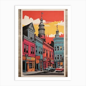 Williamsburg New York Colorful Silkscreen Illustration Art Print