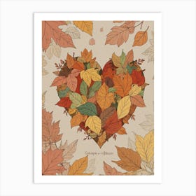 Autumn Leaves Heart 8 Art Print