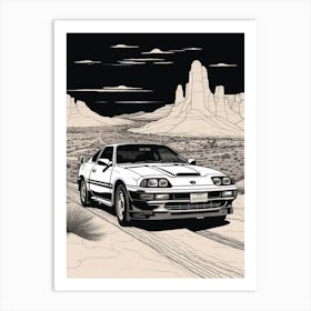 Toyota Supra Desert Drawing 2 Art Print