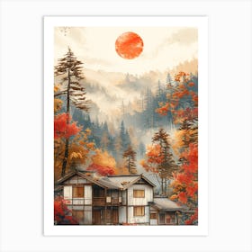 Autumn House In The Forest 1 Art Print