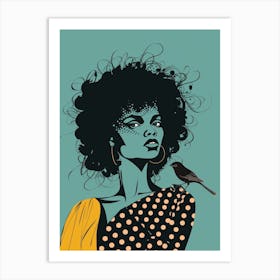 Afro Girl With Bird Art Print