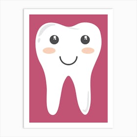 Tooth On A Pink Background Art Print