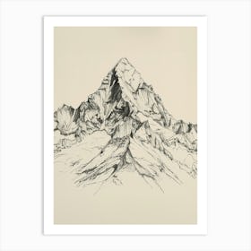Gasherbrum Pakistan China Line Drawing 2 Art Print
