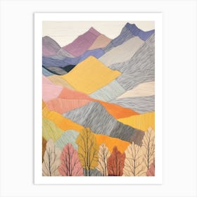Beinn An Dothaidh Scotland Colourful Mountain Illustration Art Print