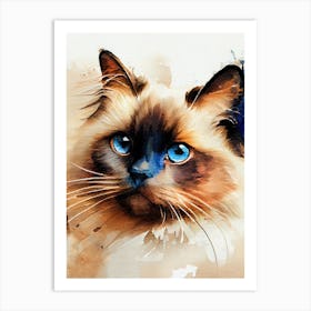 Watercolor Of A Cat animal Art Print