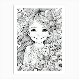 Flower Girl Coloring Page ~ Reimagined Art Print