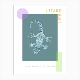 Blue African Fat Tailed Gecko Abstract Modern Illustration 2 Poster Art Print