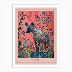 Floral Animal Painting Hyena 1 Poster Art Print