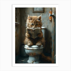 Cat Reading A Book Art Print