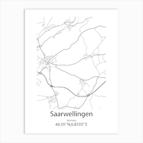 Saarwellingen,Germany Minimalist Map Art Print