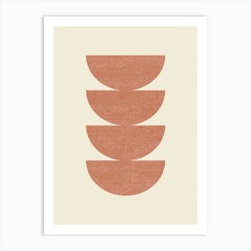 Half-circle Mid-century Style Minimal Abstract Monochromatic Composition - Warm Orange Art Print