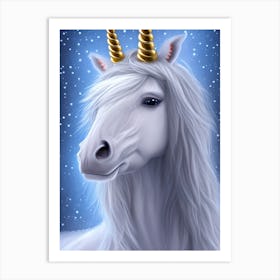 Unicorn With Golden Horns Art Print