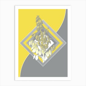 Vintage Adam's Needle Botanical Geometric Art in Yellow and Gray n.453 Art Print