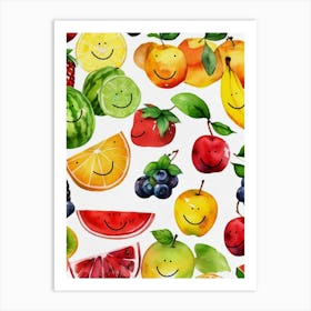 Smiley Fruits Art Print