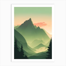 Misty Mountains Vertical Composition In Green Tone 61 Art Print