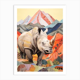 Pencil Style Illustration Of Colourful Rhino 3 Art Print