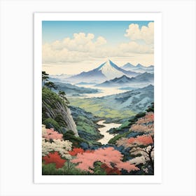 The Japanese Alps In Multiple Prefectures, Ukiyo E Drawing 2 Art Print