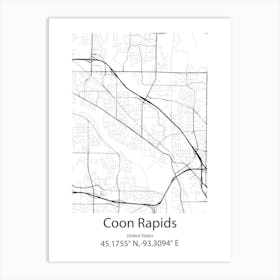 Coon Rapids,United States Minimalist Map 1 Art Print