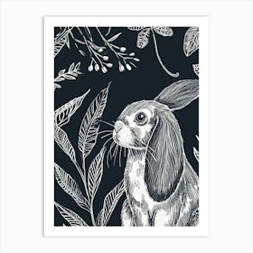 Mini Lop Rabbit Minimalist Illustration 1 Art Print