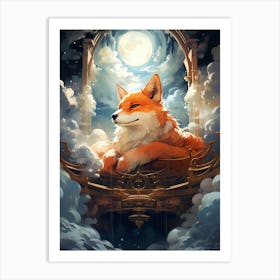 Fox In The Moonlight Art Print