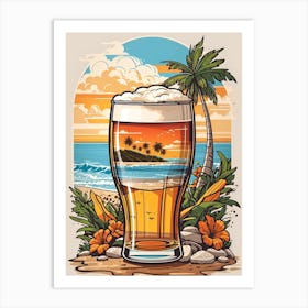 Retro Sunset Drink Cool Art Print