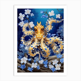 Blue Ringed Octopus Illustration 15 Art Print