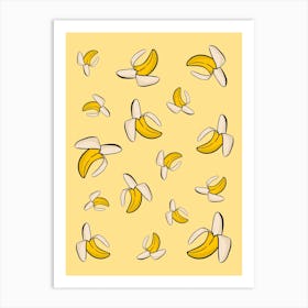 Bananas On Yellow Background Art Print