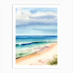 Point Lookout Beach, Australia Watercolour Art Print