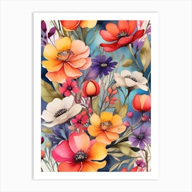 Watercolor Floral Pattern Art Print