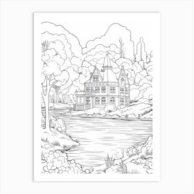 Line Art Inspired By A Sunday Afternoon On The Island Of La Grande Jatte 1 Art Print