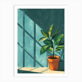 Potted Plant On Window Sill 3 Art Print