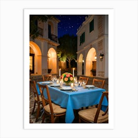 Table Setting At Night Art Print