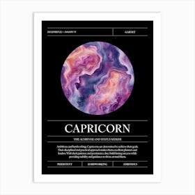 Garnet Crystal Gem, Capricorn Zodiac Sign Art Print