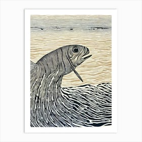 Cuttlefish Linocut Art Print