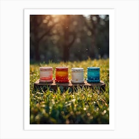 Jars In The Grass Art Print