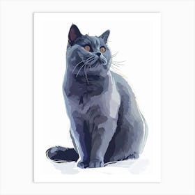 British Shorthair Cat Clipart Illustration 3 Art Print