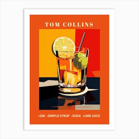 Tom Collins, Modern Minimalist Cocktail Art Prin Art Print