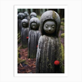 Jizo Statues Japanese Style Illustration 6 Art Print